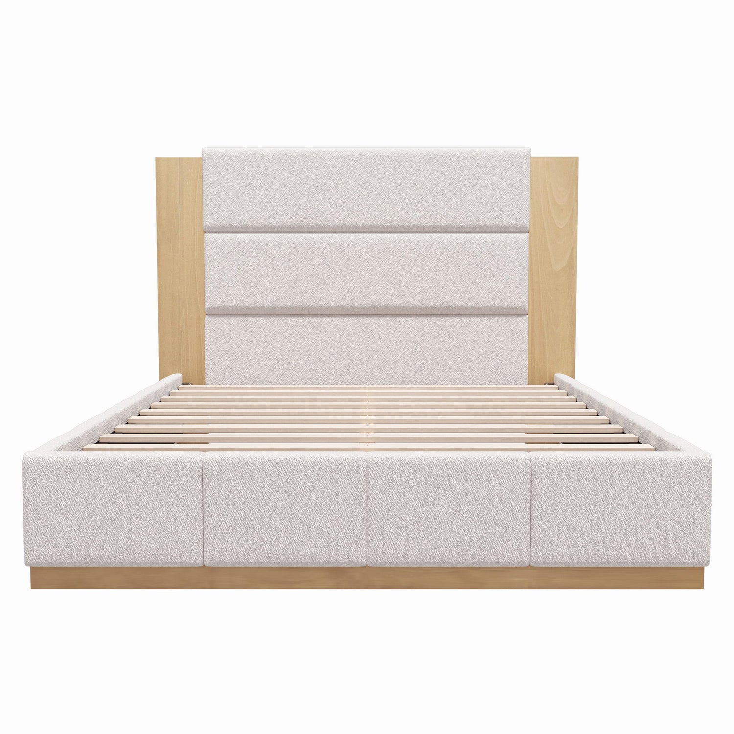 Modern Upholstered Platform Bed With Extended Headboard
