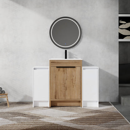 48" Freestanding Bathroom Vanity With Sink And 2 Storage Cabinets, Soft Closing Door - Imitative Oak / White