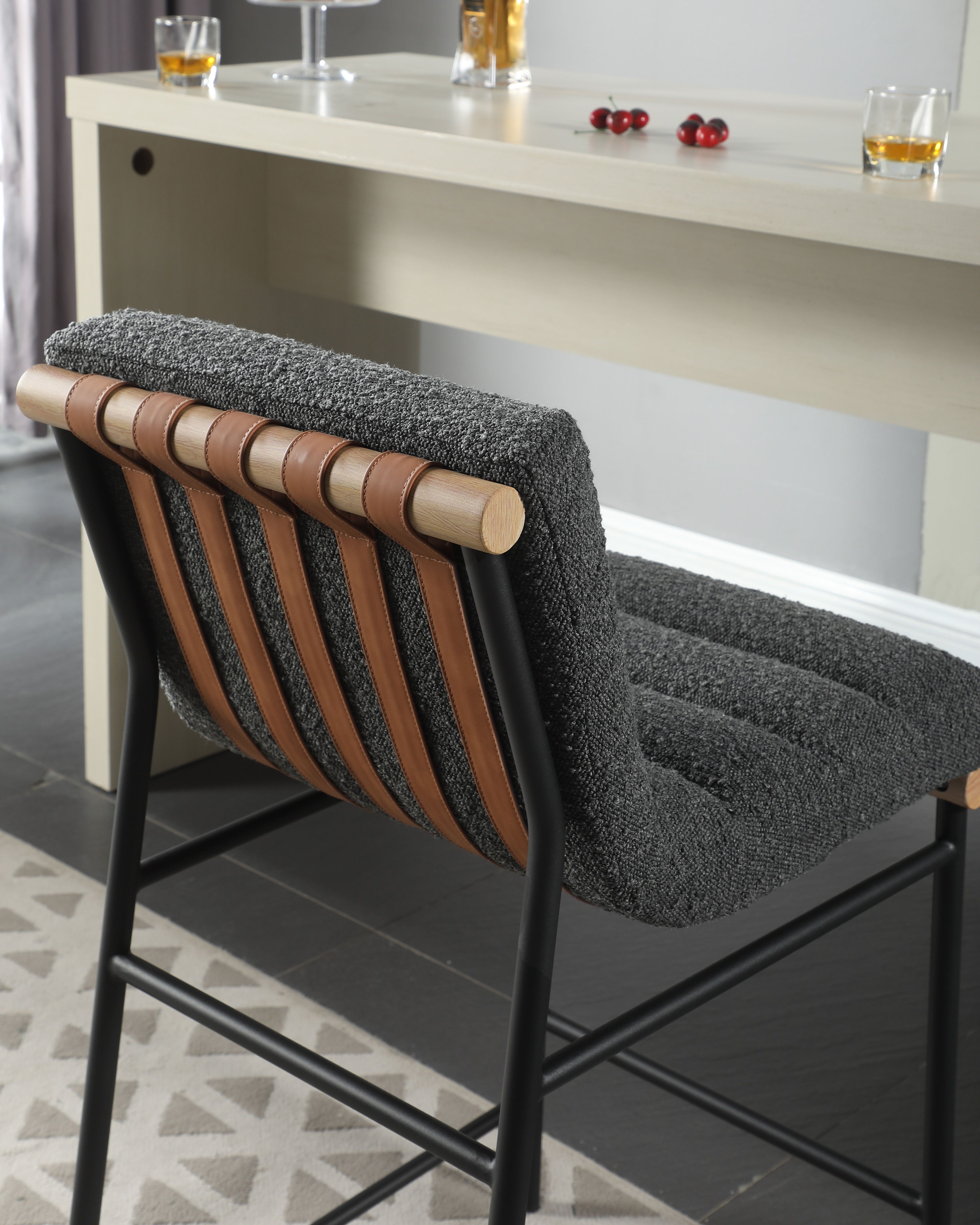 Lahni - 17&quot; Boucle Fabric Counter Height Chair