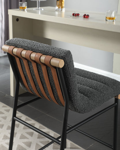 Lahni - 17&quot; Boucle Fabric Counter Height Chair