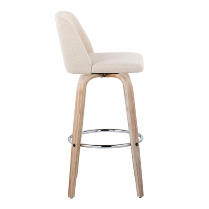 Toriano - Contemporary Fixed Height Barstool With Swivel &amp; Round Footrest (Set of 2)