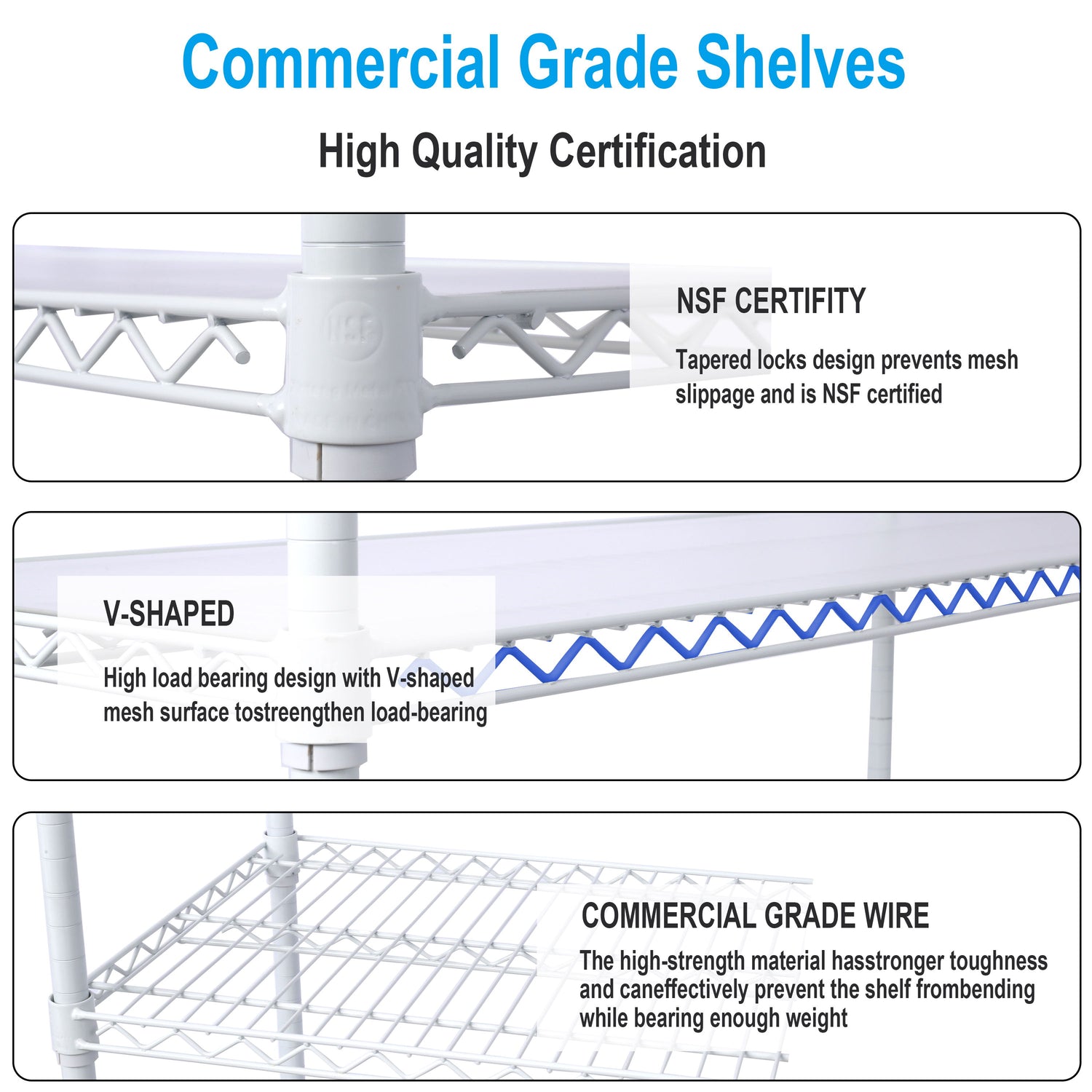6 Tier 6000Lbs Capacity Nsf Metal Shelf Wire Shelving Unit, Heavy Duty Adjustable Storage Rack With Wheels &amp; Shelf Liners For Commercial Grade Utility Steel Storage Rack
