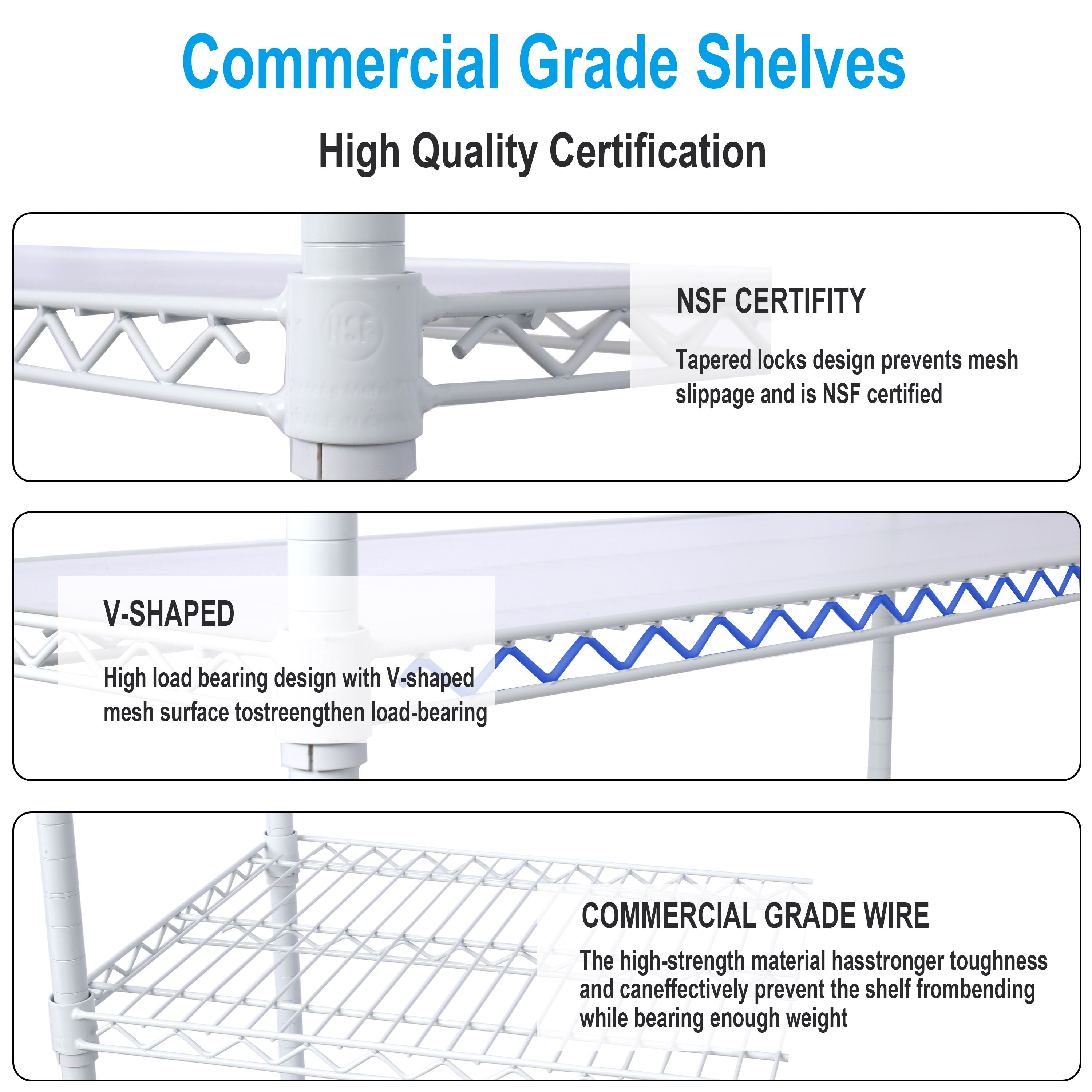 6 Tier 6000Lbs Capacity Nsf Metal Shelf Wire Shelving Unit, Heavy Duty Adjustable Storage Rack With Wheels &amp; Shelf Liners For Commercial Grade Utility Steel Storage Rack