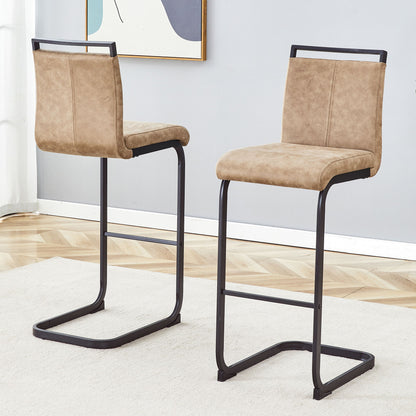 Modern Tech Fabric Bar Stool (Set of 2) With Metal Legs 42.5&quot; Tall For Home Bar &amp; Restaurant - Black / Brown