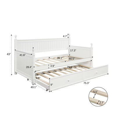 Twin Size Daybed &amp; Twin Size Trundle - White