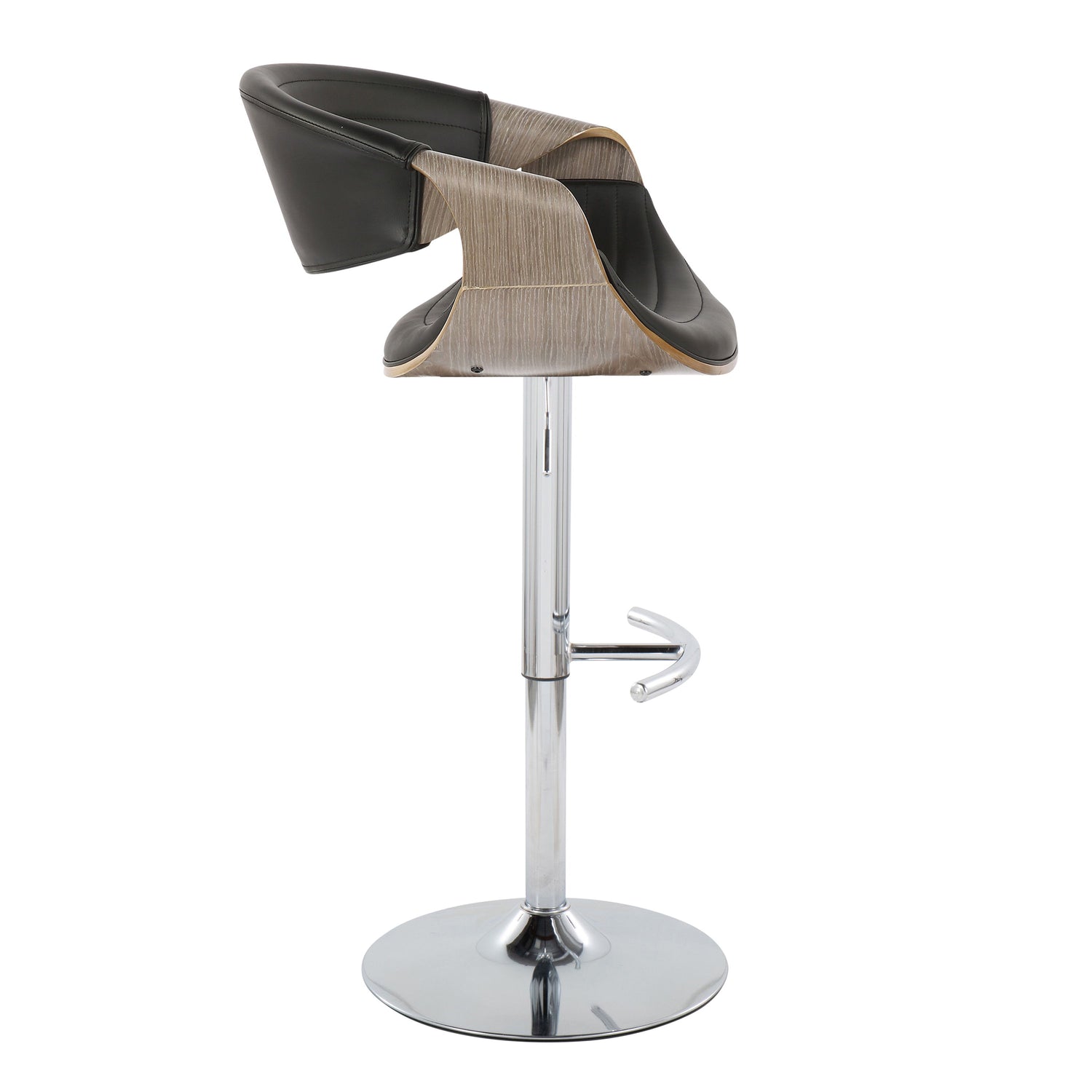 Symphony - Mid Century Modern Adjustable Barstool With Swivel &amp; Rounded T Footrest (Set of 2)