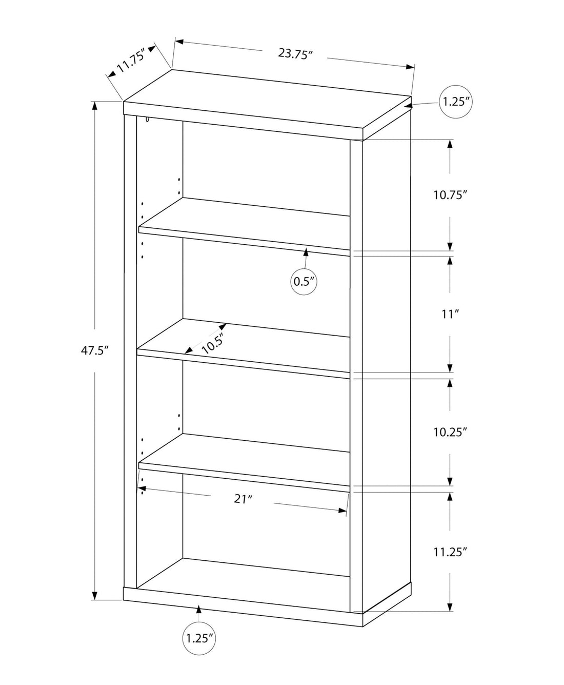 Bookshelf, Bookcase, Etagere, 5 Tier, For Office, Contemporary &amp; Modern - Taupe
