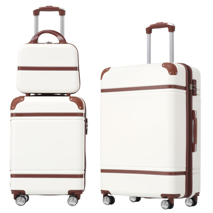 Hardshell Luggage Sets 3 Pieces 20&quot; / 24&quot; Luggages And Cosmetic Case Spinner Suitcase With Tsa Lock Lightweight