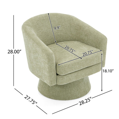 Swivel Barrel Chair With Cushioning For Living Room &amp; Office, 360° Rotating - Green