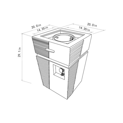 20&quot; Propane Gas Fire Pit Table, 50000 Btu Square Concrete Fire Pit For Outside Patio Deck Garden Backyard - Light Gray Blue