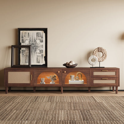 TV Stand For TVs Up To 90", Media Console With App Controlled LED Lights, 2 Drawers &amp; Door Storage - Dark Brown