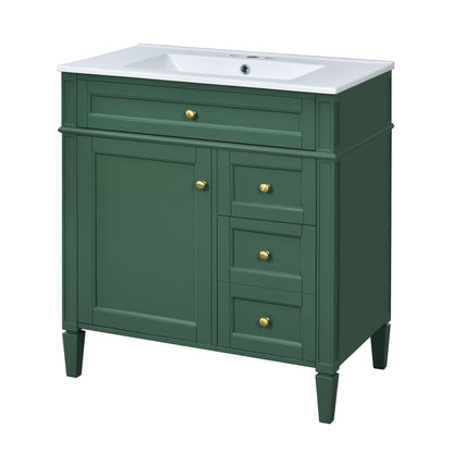 Bathroom Vanity With Top Sink, 2 Drawers &amp; Tip Out Drawer