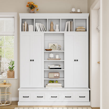 Hall Tree &amp; Bench And 5 Storage Cubbies