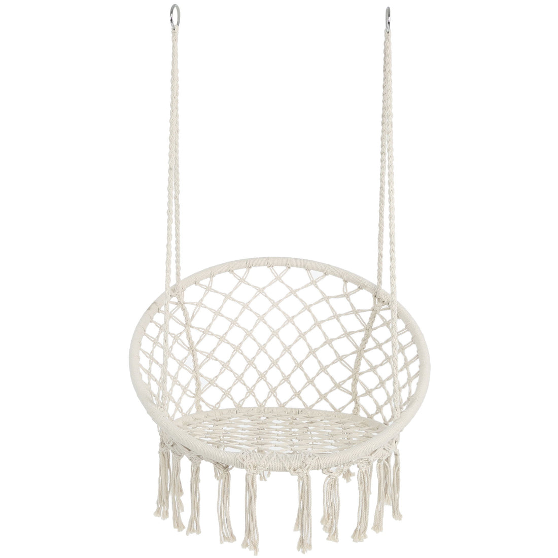 Macrame Hanging Hammock Chair, Cotton Rope Swing For Indoor And Outdoor Use