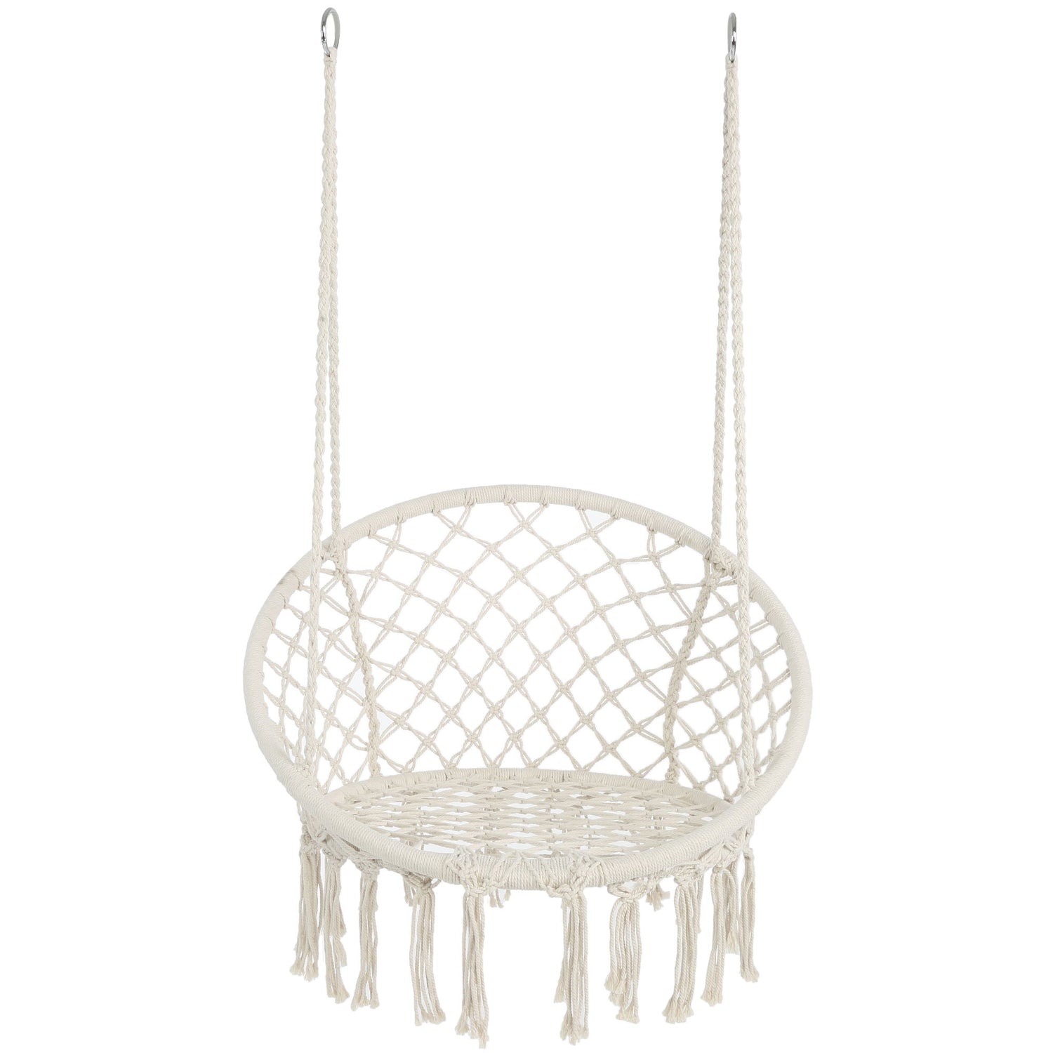 Macrame Hanging Hammock Chair, Cotton Rope Swing For Indoor And Outdoor Use