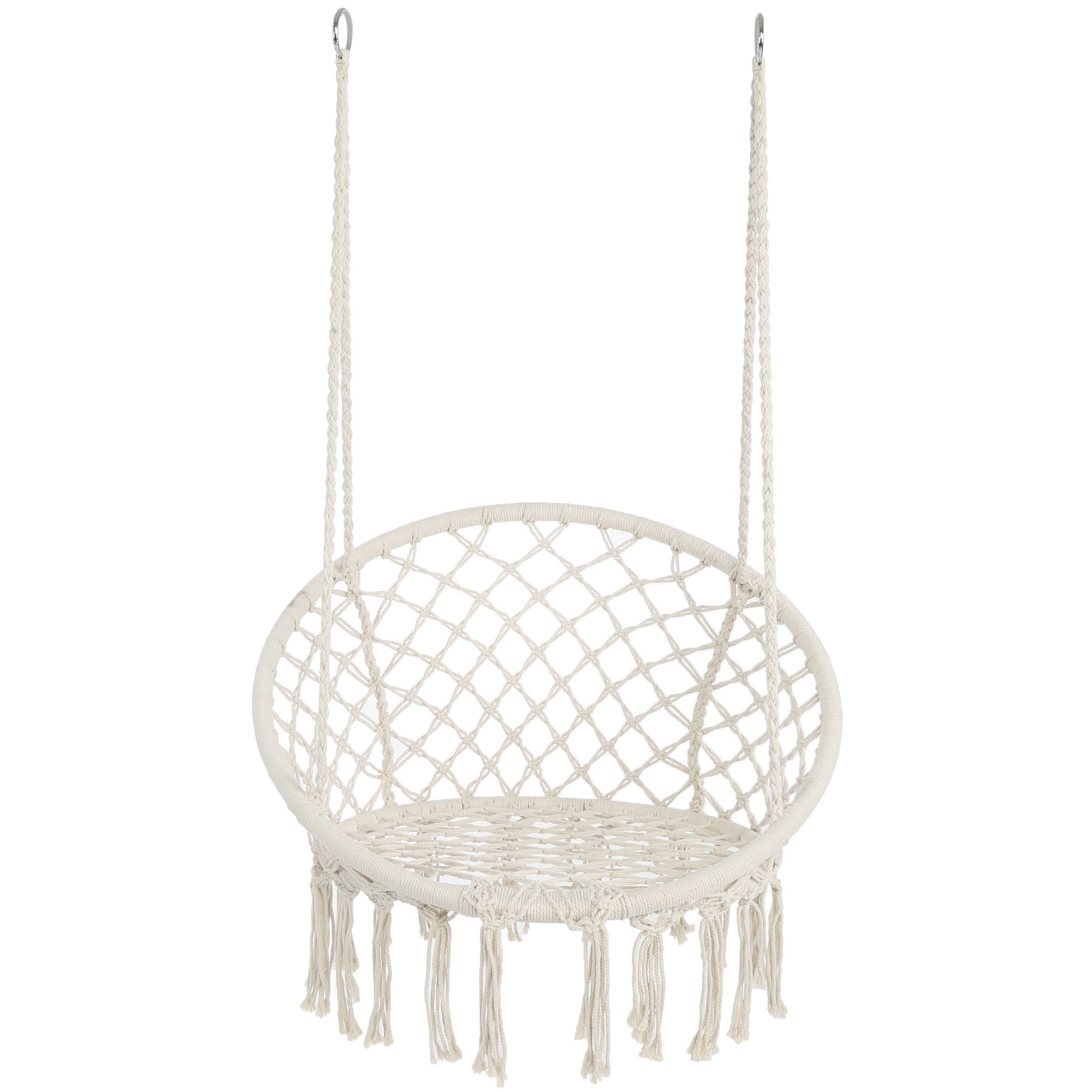 Macrame Hanging Hammock Chair, Cotton Rope Swing For Indoor And Outdoor Use