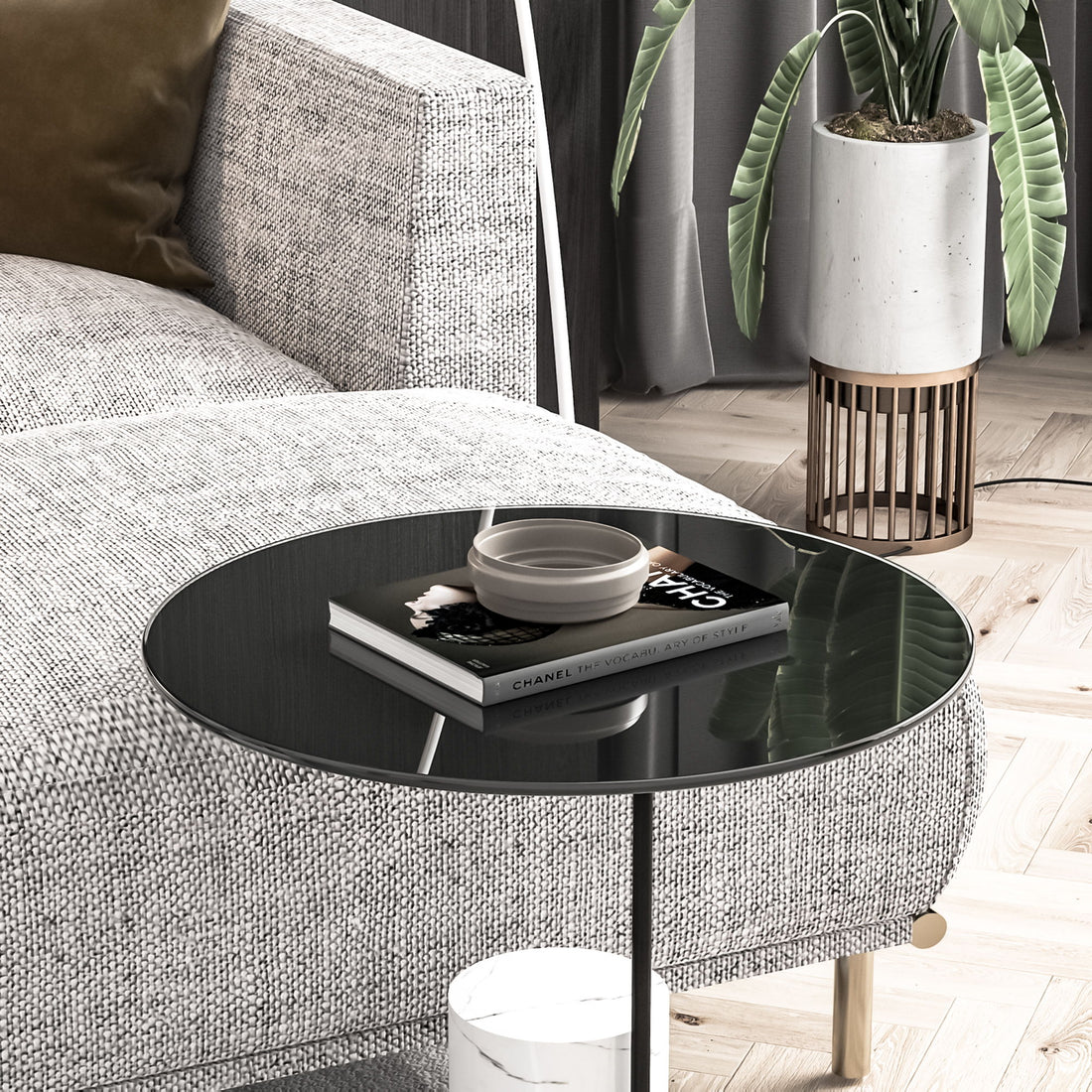 20&quot; Round Tempered Glass Table Top Glass 1 / 4&quot; Thick Round Polished Edge - Black