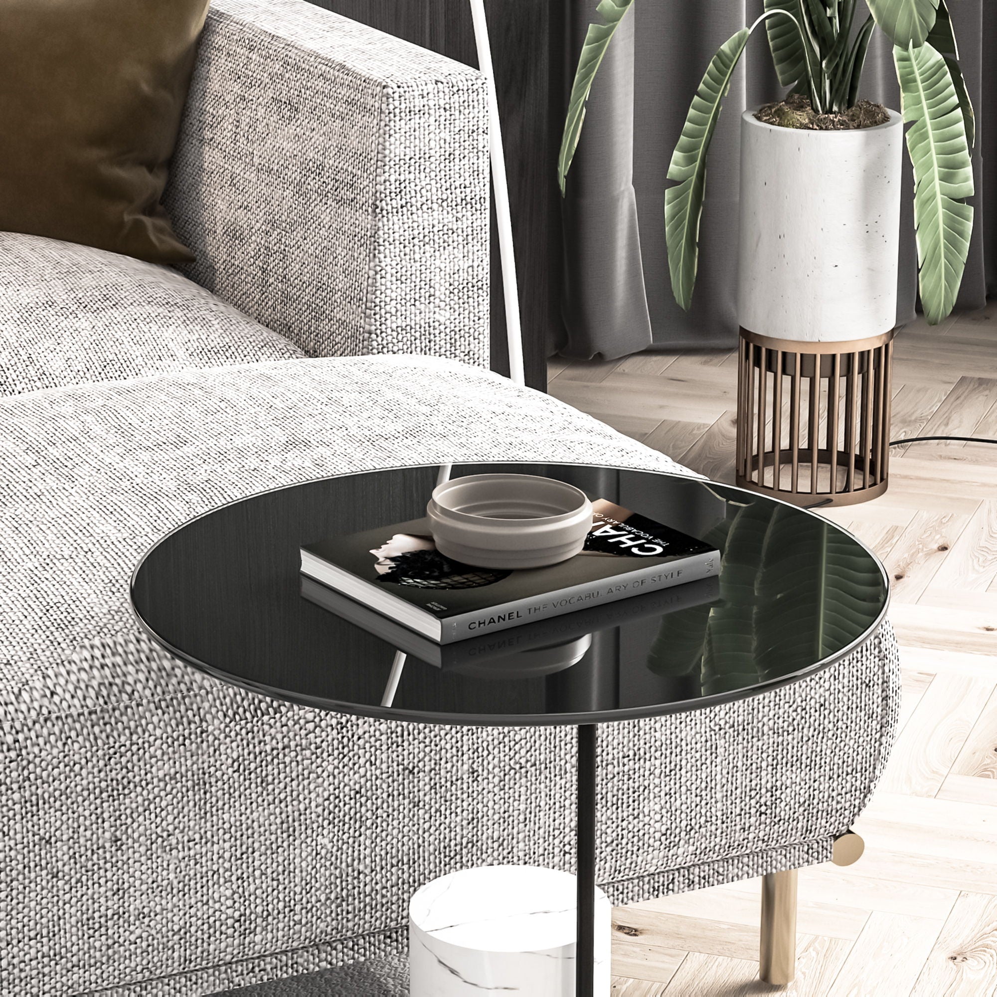20&quot; Round Tempered Glass Table Top Glass 1 / 4&quot; Thick Round Polished Edge - Black