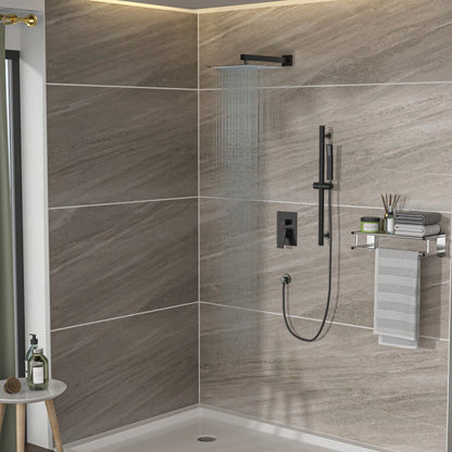 Wall Mounted Square Shower System With Adjustable Slide Bar, Rainfall Shower Head, 10 &quot; - Oil-Rubbed Bronze