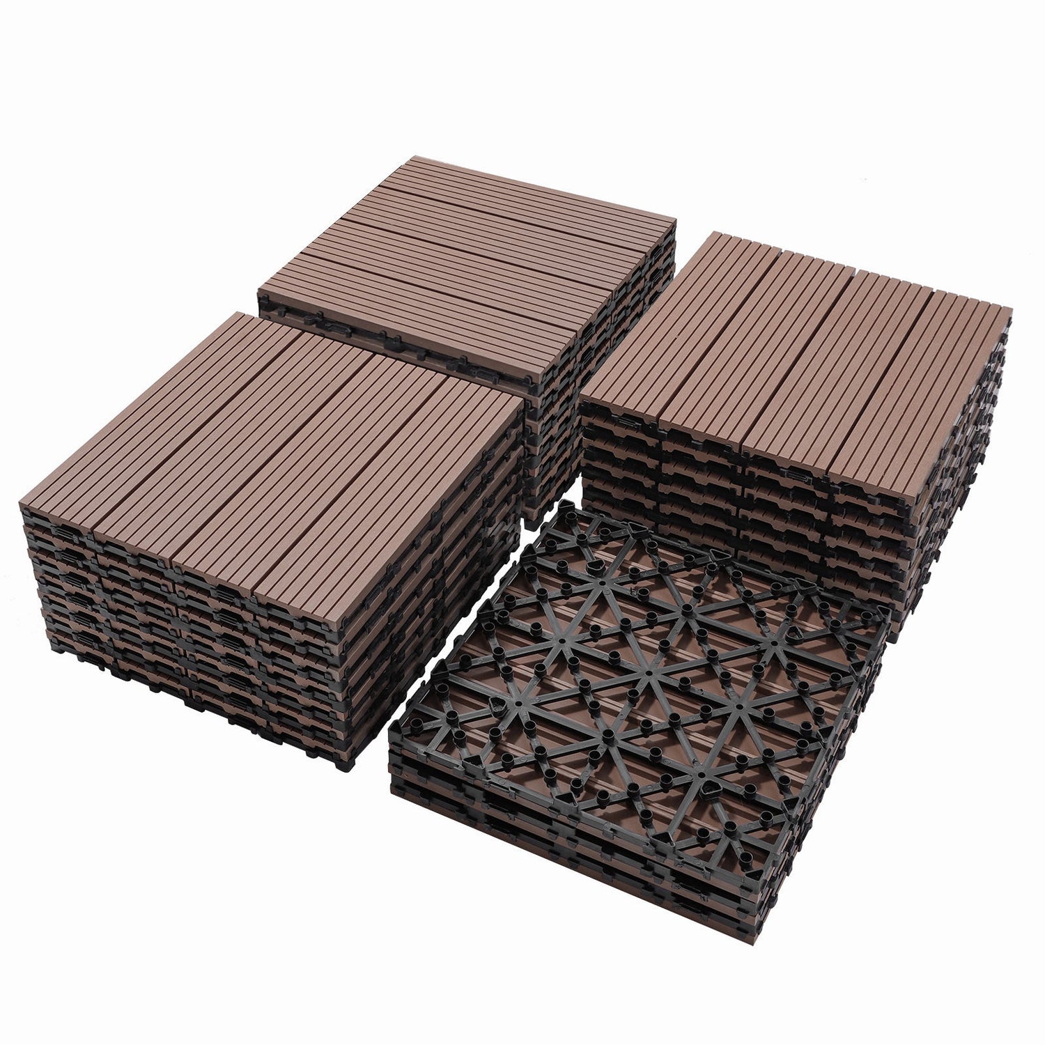 Wood Plastic Composite Deck Tiles, Sustainable Composite Decking Resist Rust, Water, Weather, Easy To Diy &amp; Maintain
