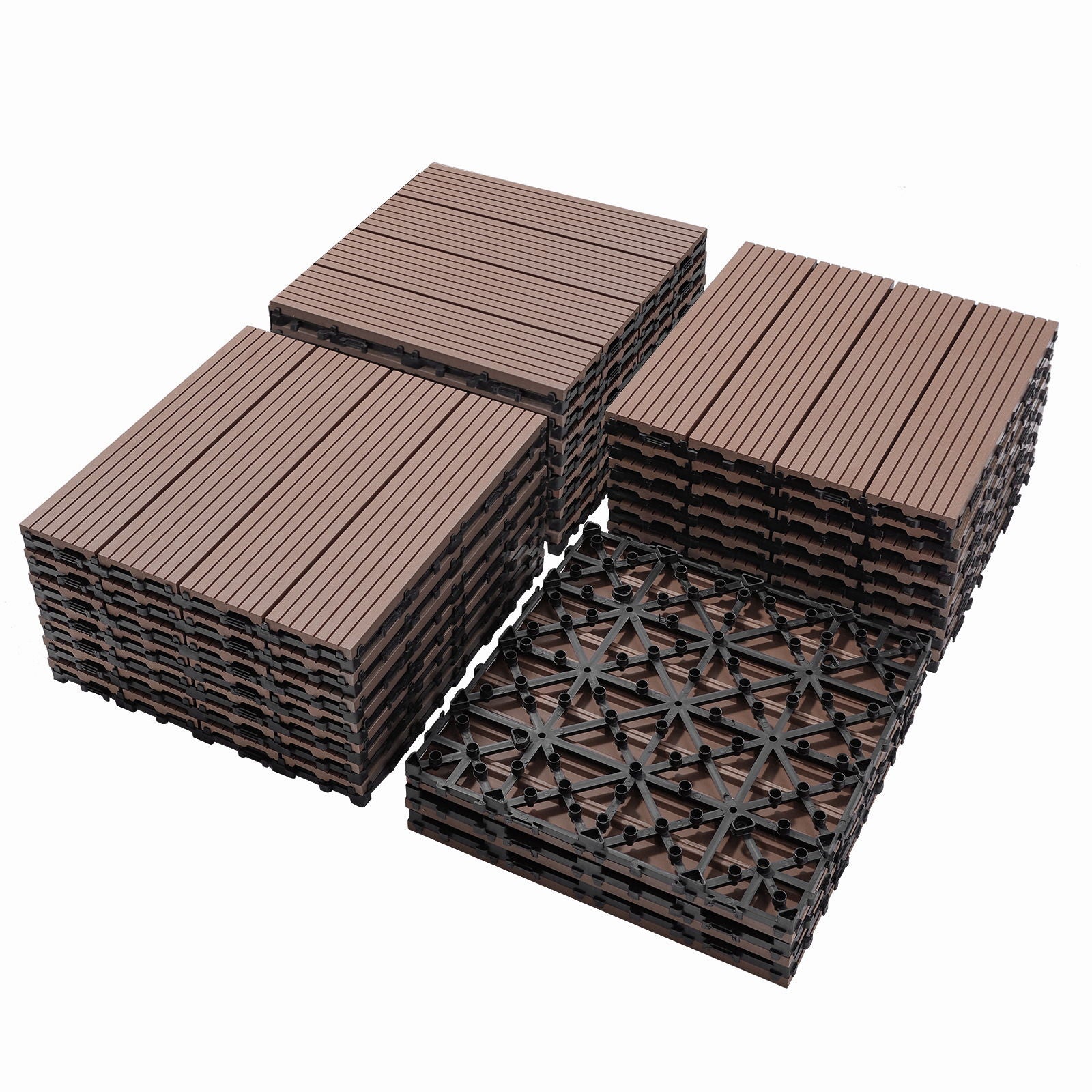 Wood Plastic Composite Deck Tiles, Sustainable Composite Decking Resist Rust, Water, Weather, Easy To Diy &amp; Maintain
