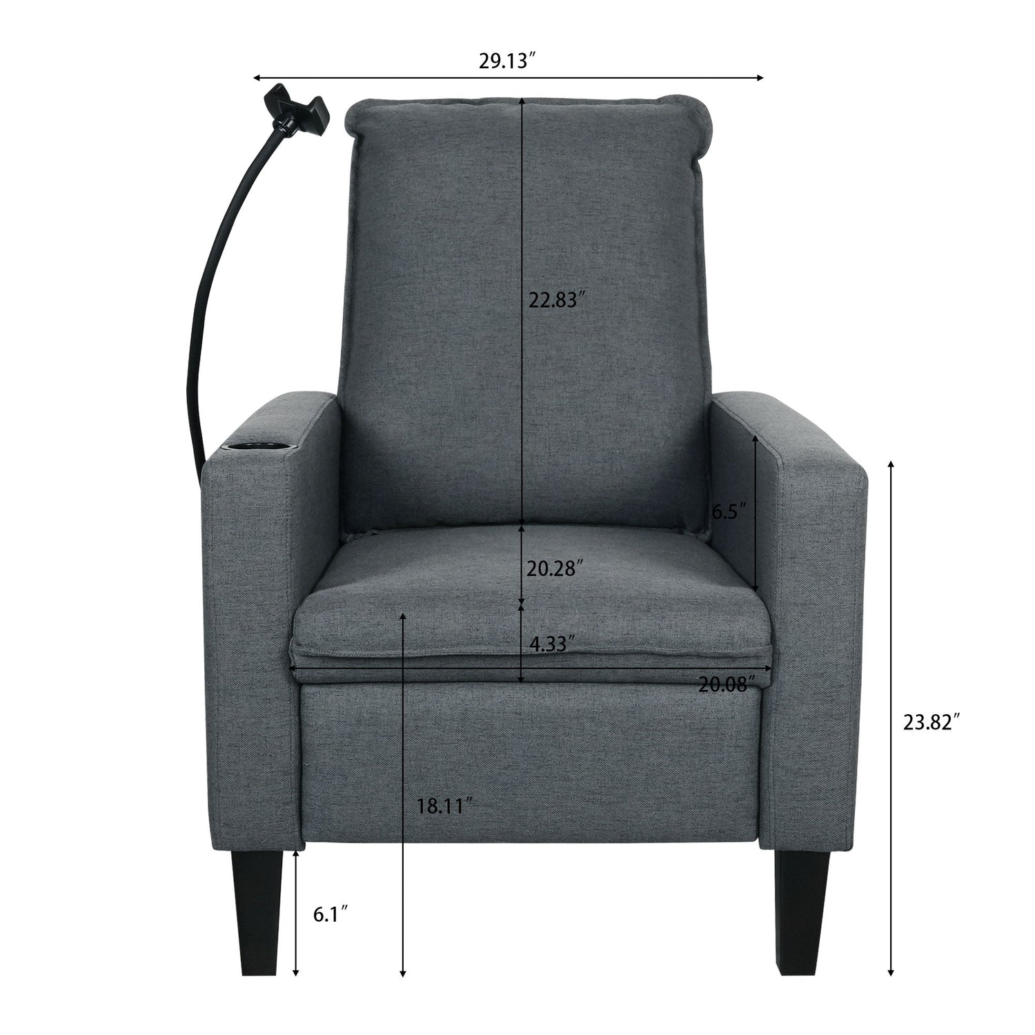 Recliner Chairs For Adults, Adjustable Recliner Sofa With Mobile Phone Holder &amp; Cup Holder, Modern Reclining Chairs Fabric Push Back Recliner Chairs For Living Room, Bedroom