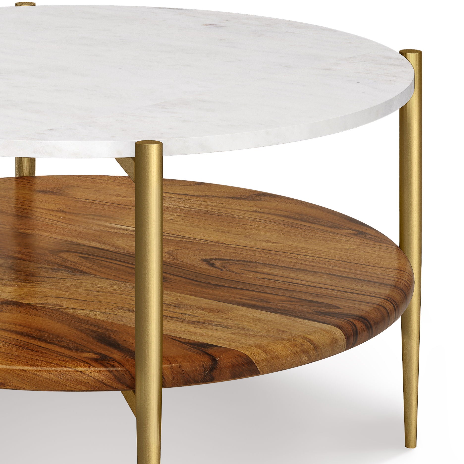 Wagner - Round Marble &amp; Wood Table