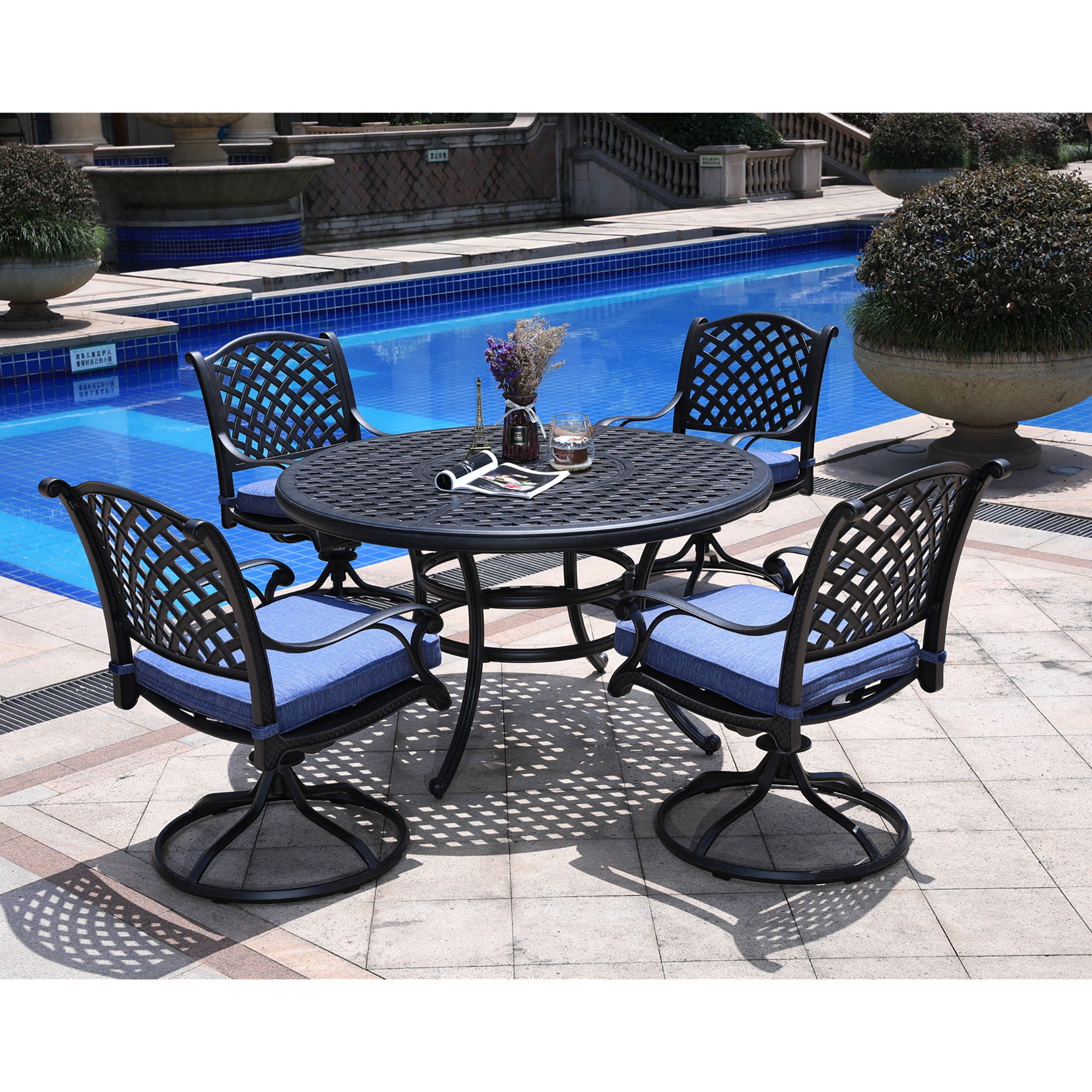 Round 4 Person 51.97&quot; Long Dining Set With Cushions