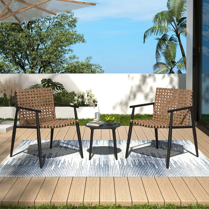 Outdoor Chat Set, 2 Chairs &amp; Side Table - Black / Brown
