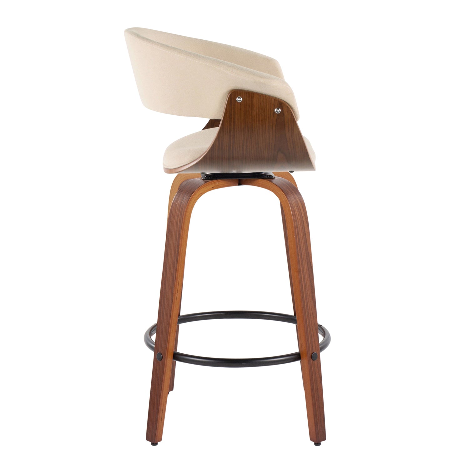 Vintage Mod - Mid Century Modern Fixed Height Counter Stool &amp; Swivel With Round Footrest (Set of 2)