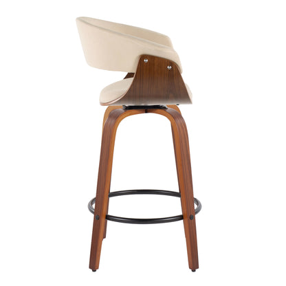 Vintage Mod - Mid Century Modern Fixed Height Counter Stool &amp; Swivel With Round Footrest (Set of 2)