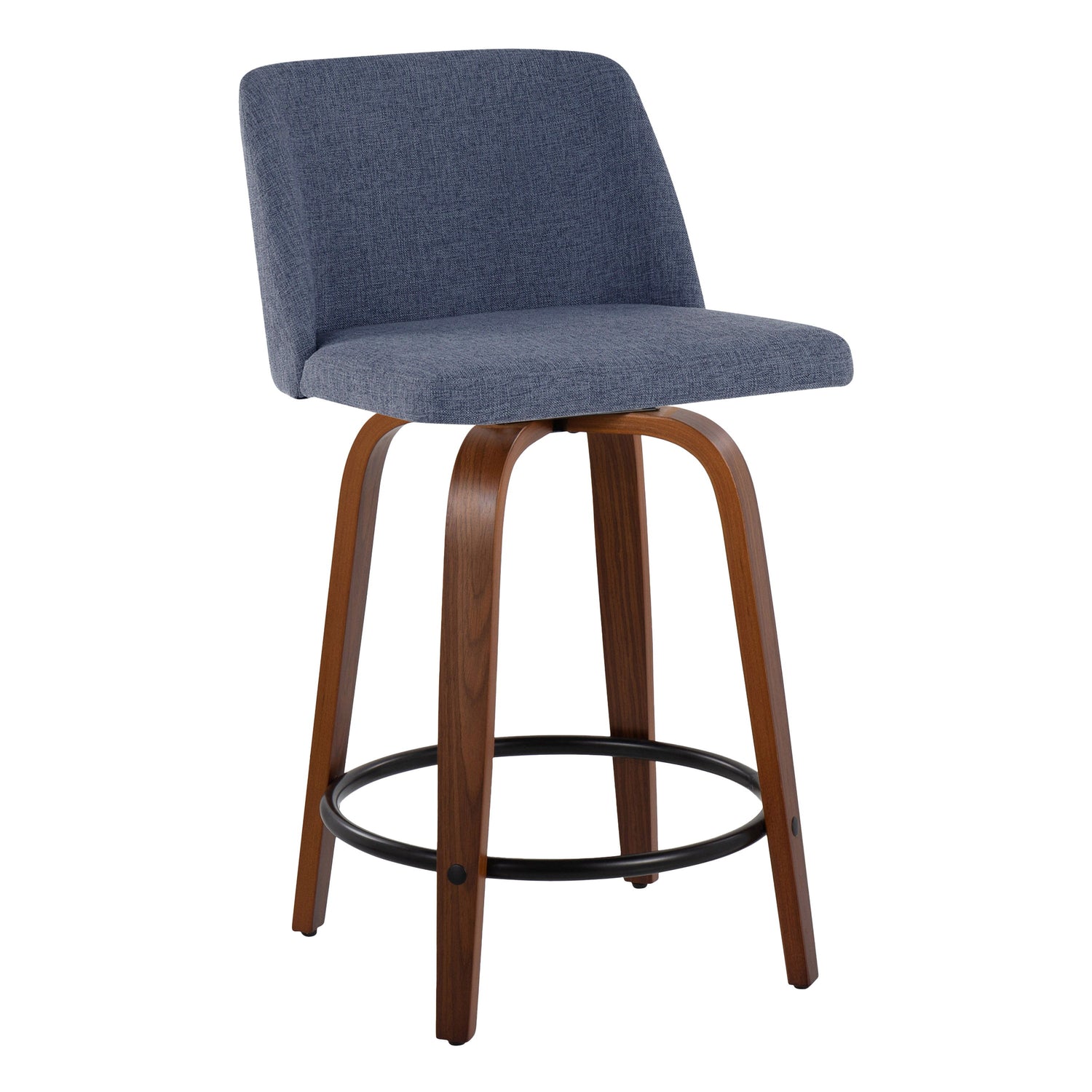 Toriano - Mid Century Modern, Fixed Height Counter Stool &amp; Swivel And Round Footrest (Set of 2)