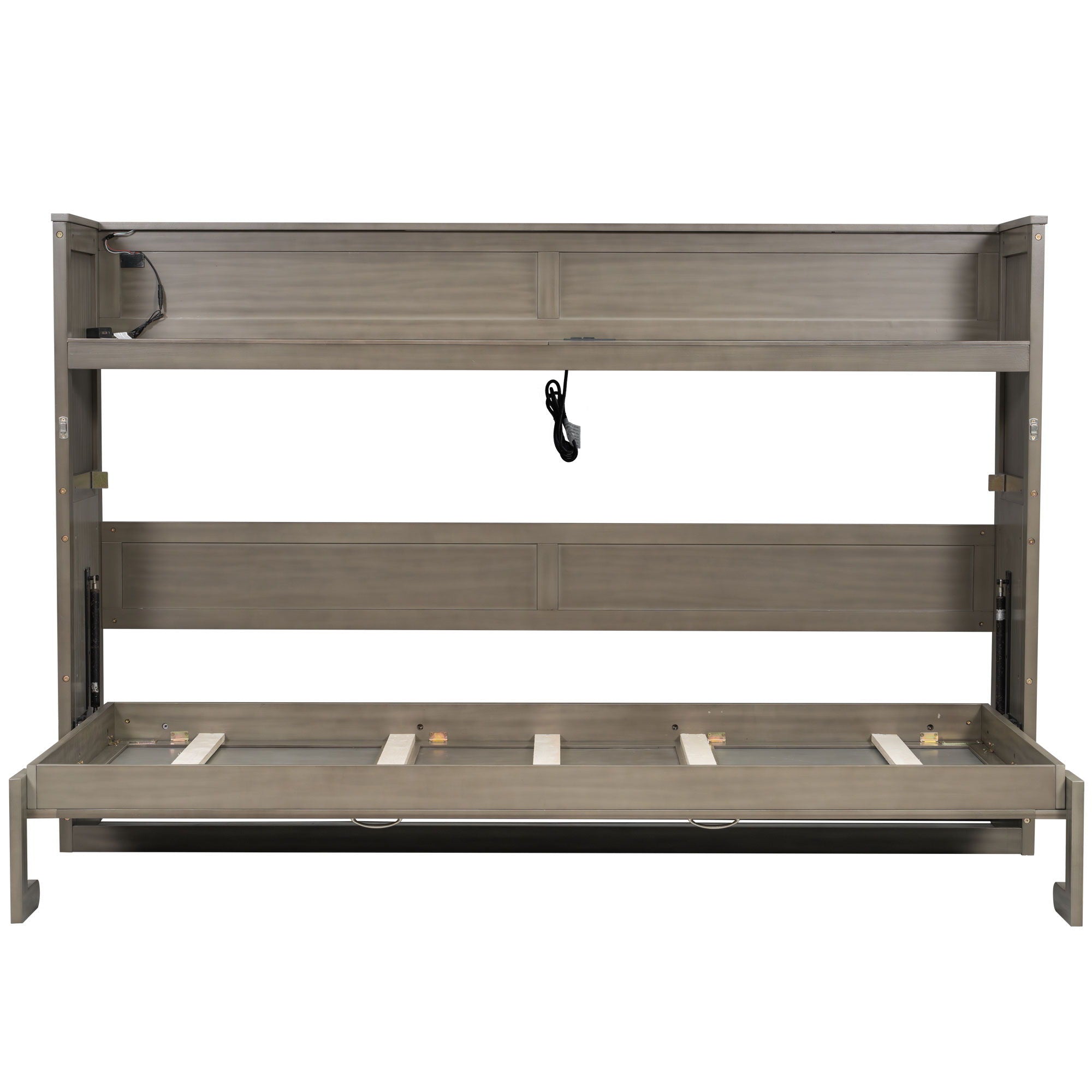 Murphy Bed With Desk, LED Light And USB Charging Station