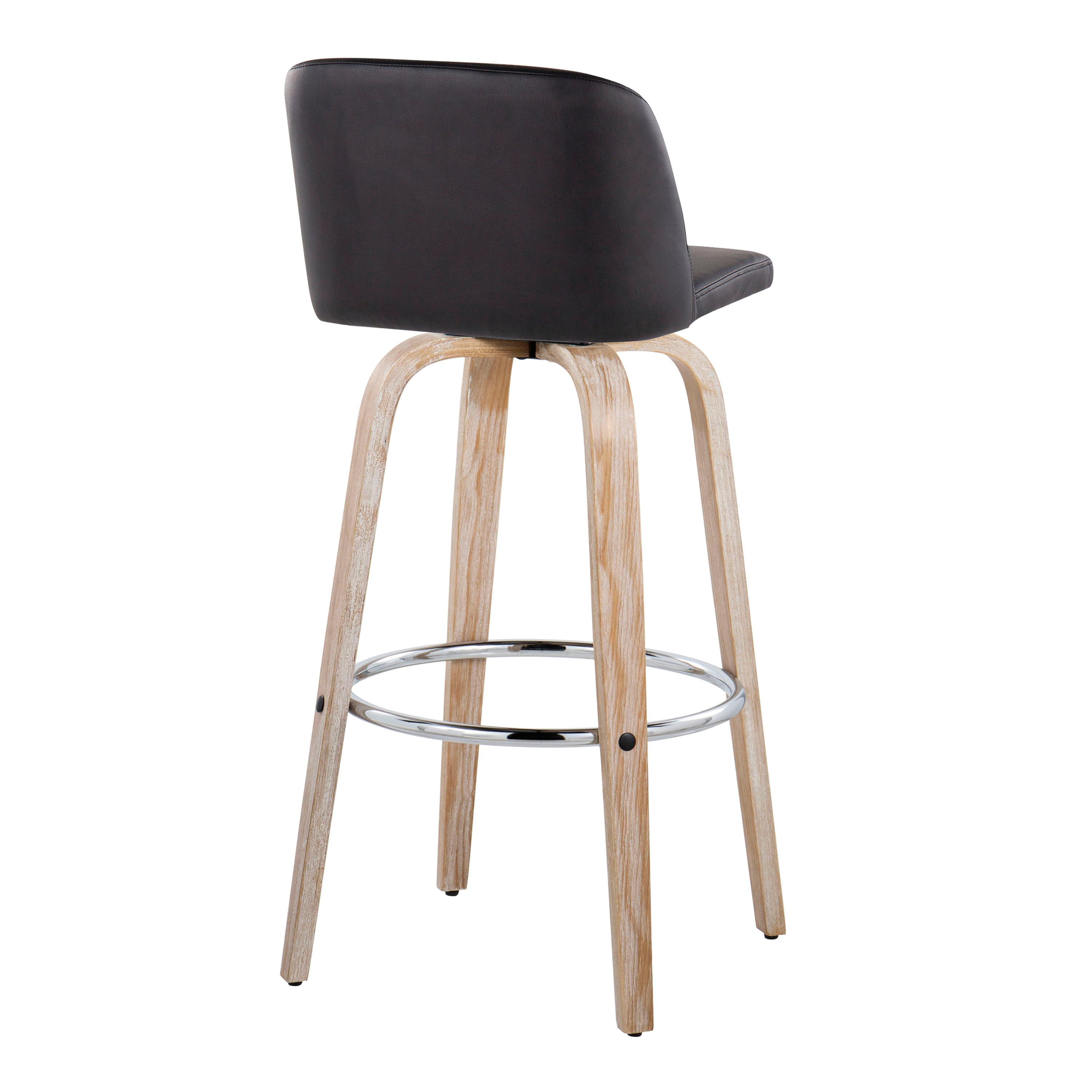 Toriano - Contemporary Fixed Height Barstool With Swivel &amp; Round Footrest (Set of 2)