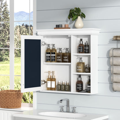 Bathroom Medicine Cabinet With Mirror, Wall Mounted Mirror Cabinet &amp; Storage Organizer, Over The Toilet Storage White Storage Cabinet For Bathroom - White