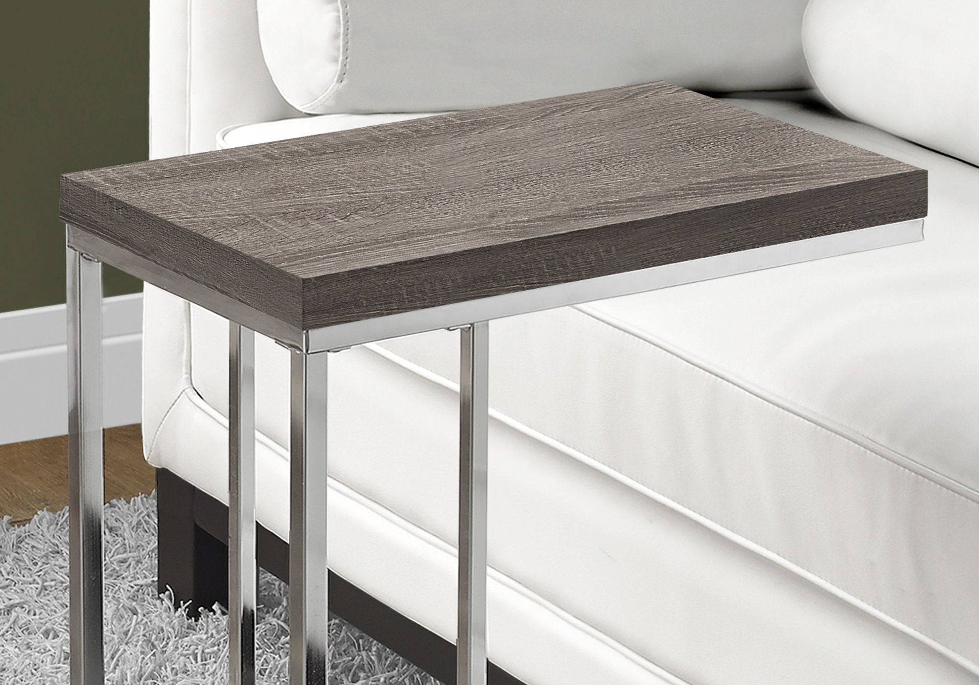 Accent Table, C - Shaped, Tempered Glass, Stylish Design Contemporary &amp; Modern
