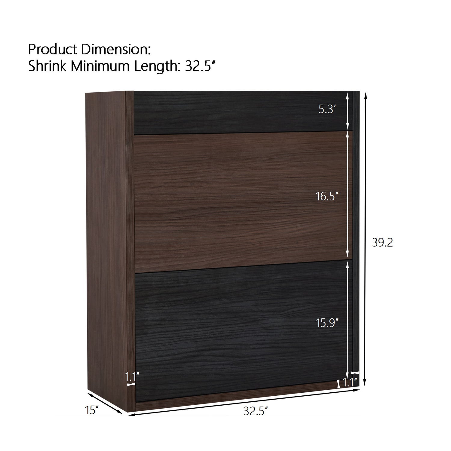 Modern Extendable &amp; Rotating Cabinet With Drawer And Flip Doors For Versatile Storage - Black / Dark Walnut