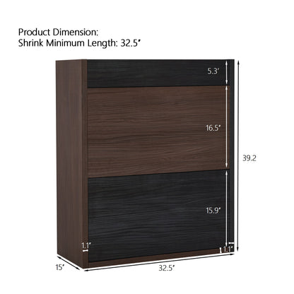 Modern Extendable &amp; Rotating Cabinet With Drawer And Flip Doors For Versatile Storage - Black / Dark Walnut