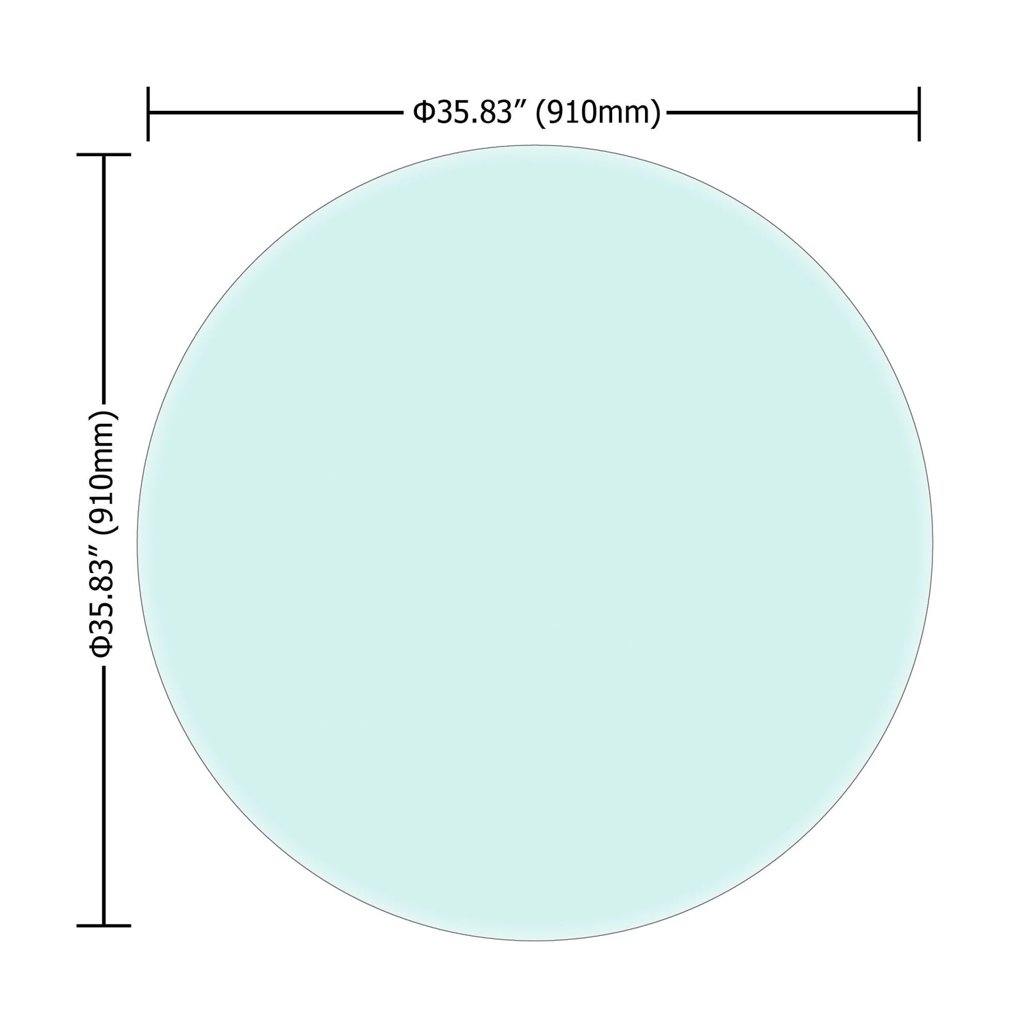 36&quot; Round Tempered Glass Table Top Black Glass Thick Beveled Polished Edge