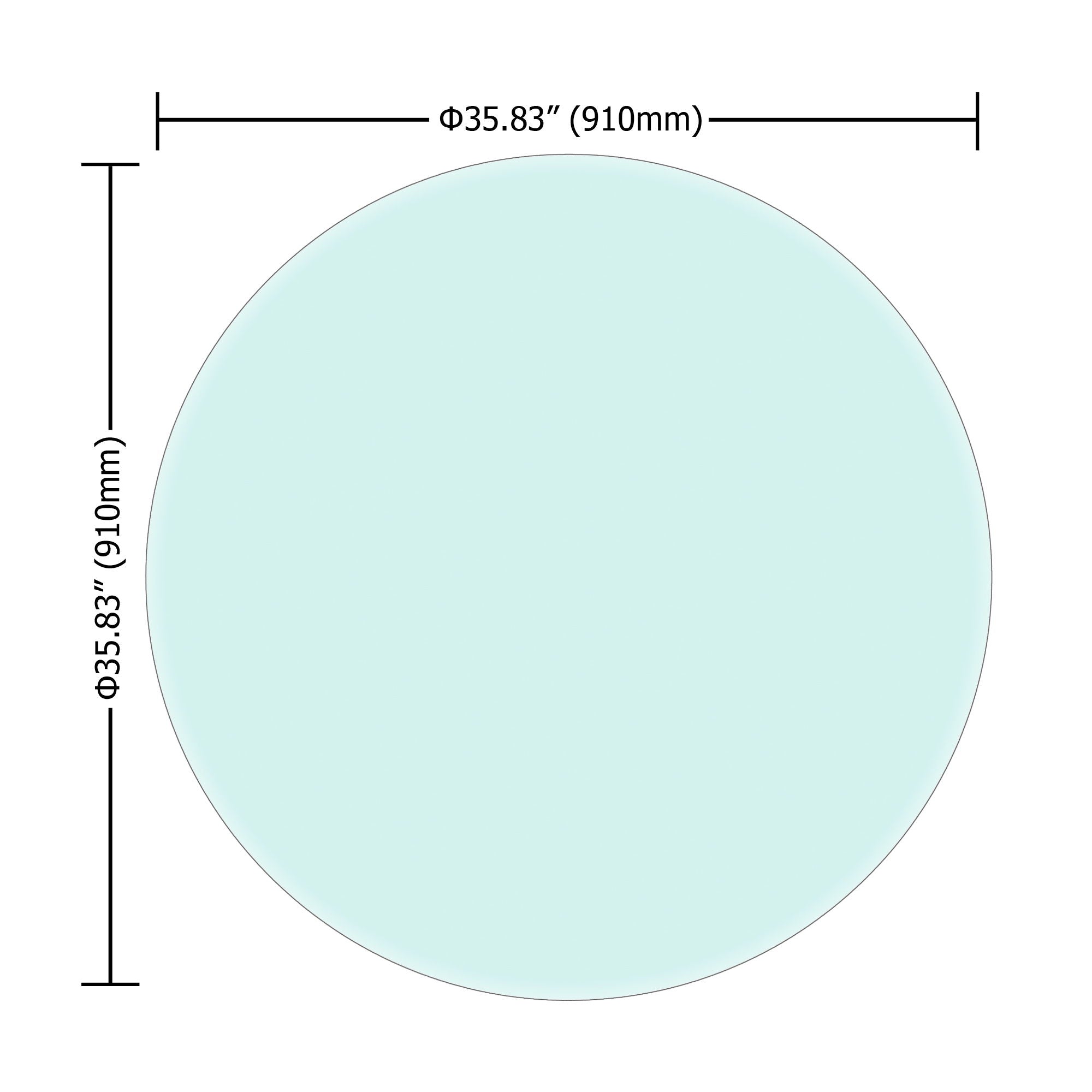 36&quot; Round Tempered Glass Table Top Black Glass Thick Beveled Polished Edge
