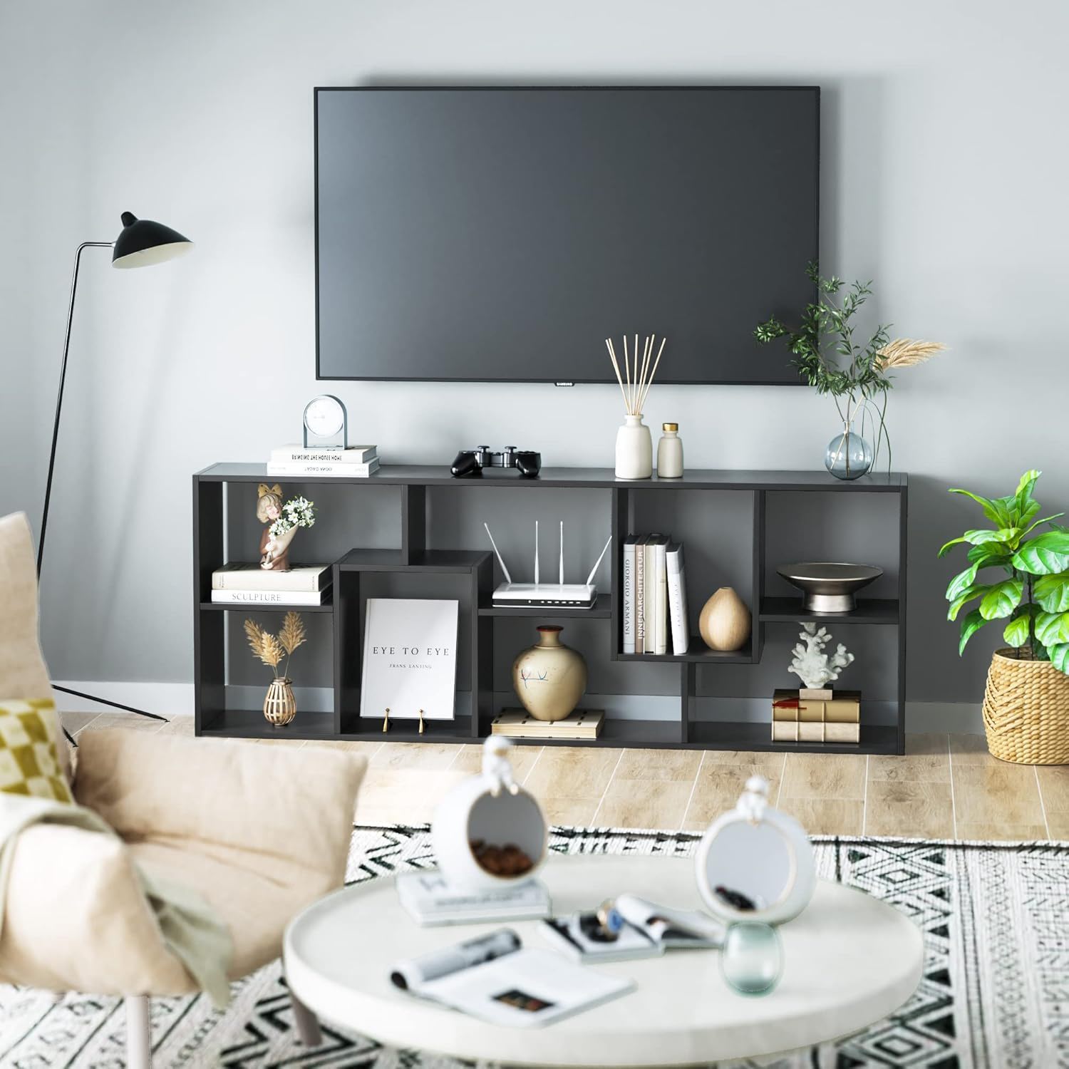 Asymmetrical Display Shelf &amp; Bookcase, 5 Tier