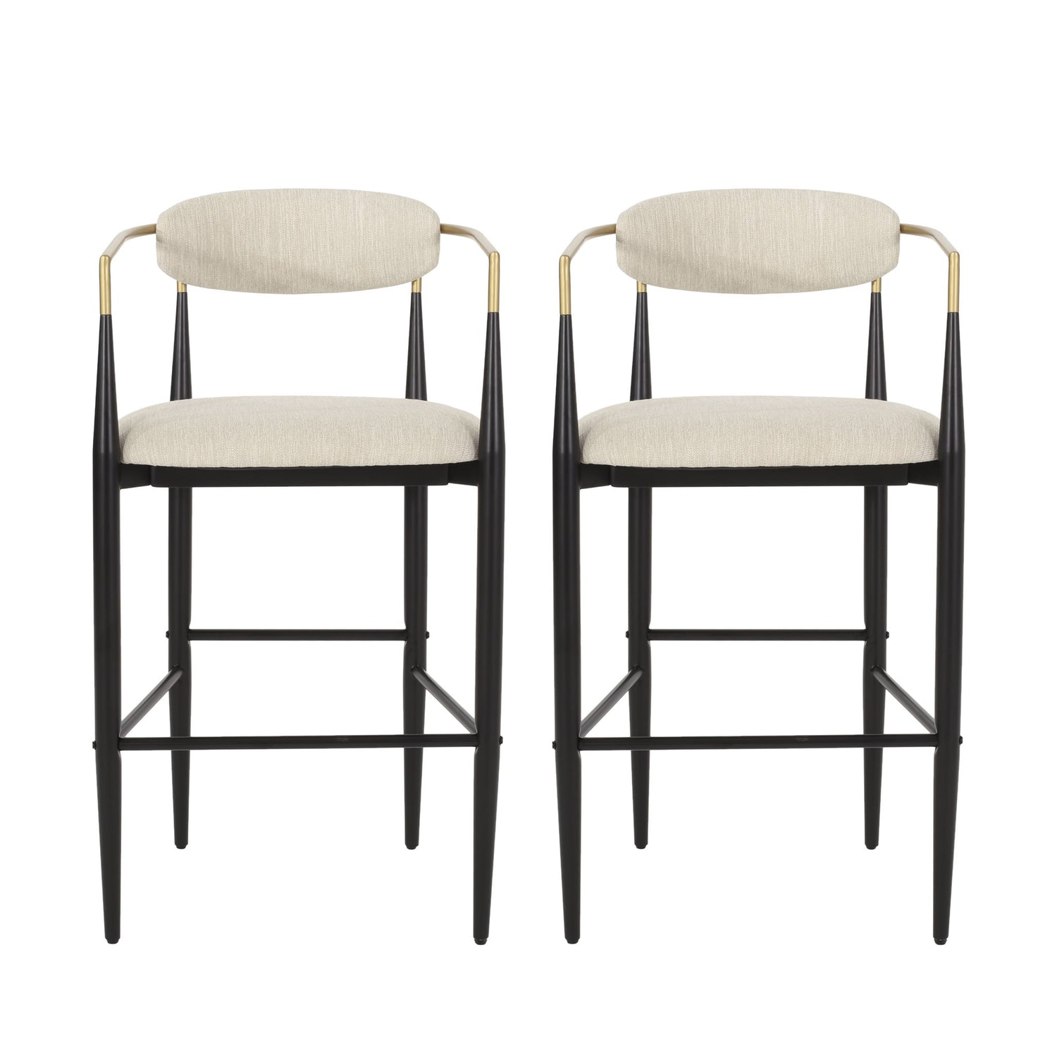 Upholstered Bar Stools With Backs For Kitchen Island (Set of 2)