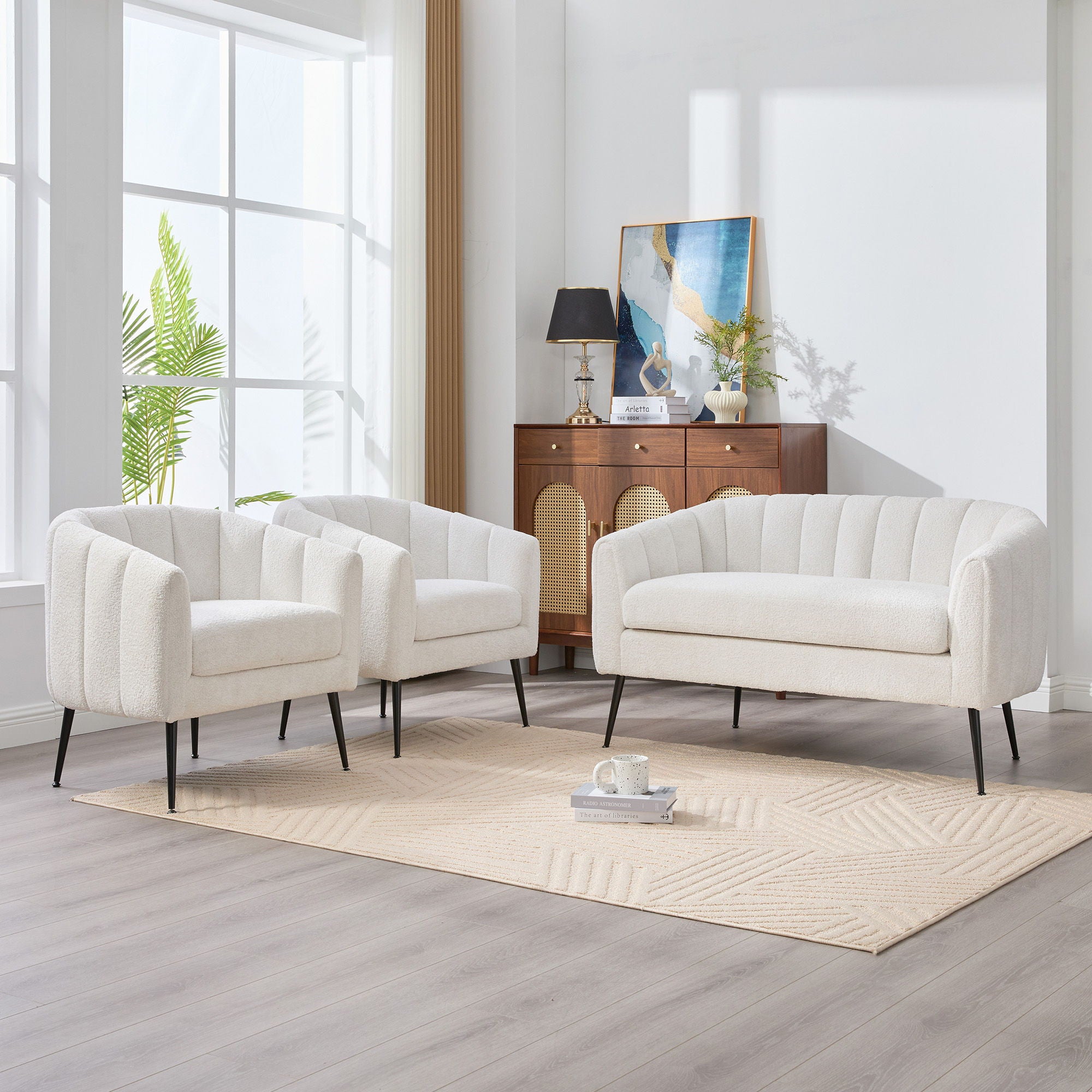 3 Piece Living Room Furniture Set Sofa &amp; Armchairs