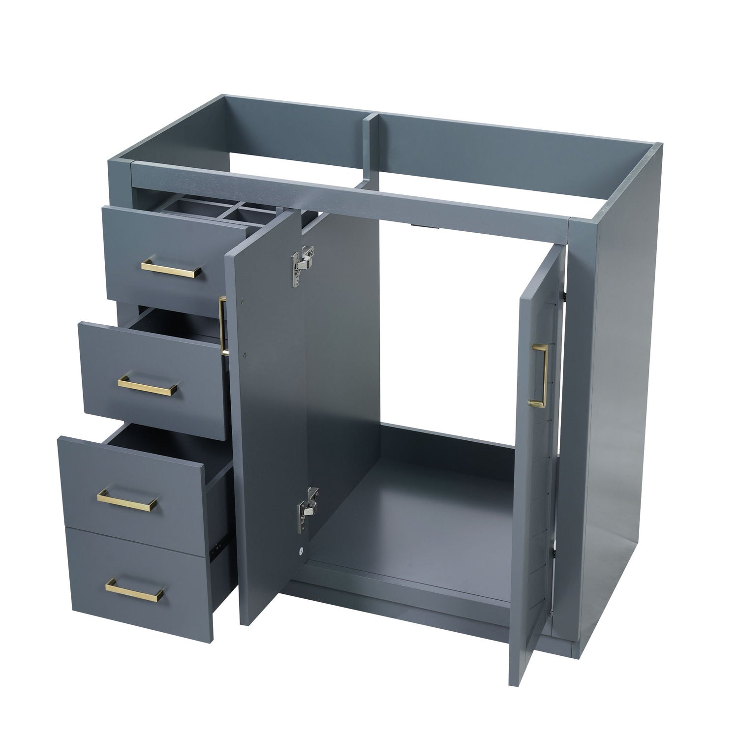 Retro Style Bathroom Vanity, 3 Drawers &amp; Soft Closing Doors