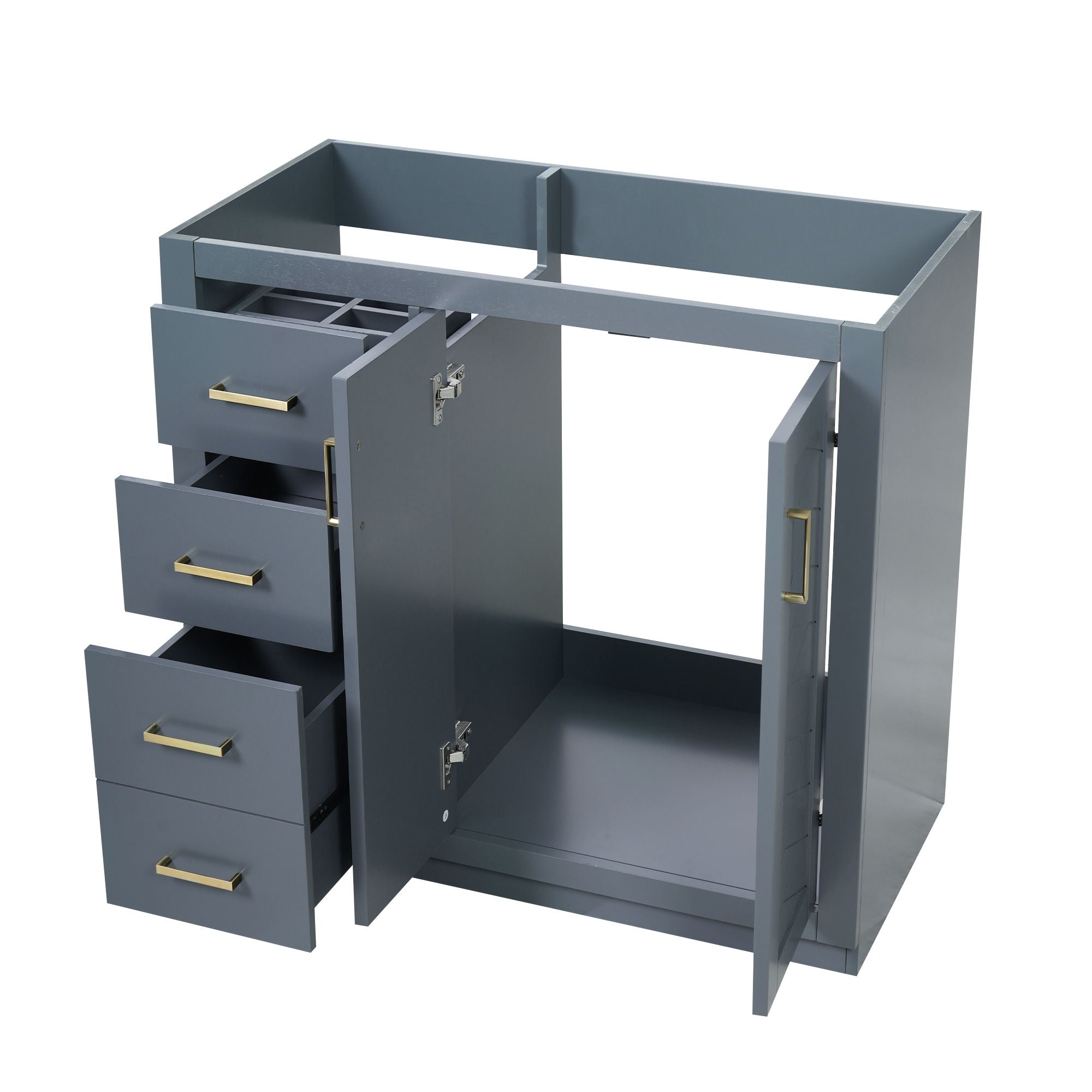 Retro Style Bathroom Vanity, 3 Drawers &amp; Soft Closing Doors