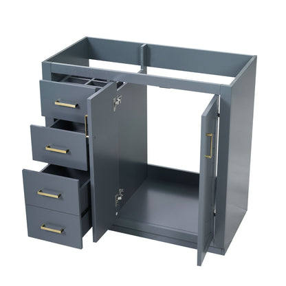 Retro Style Bathroom Vanity, 3 Drawers &amp; Soft Closing Doors