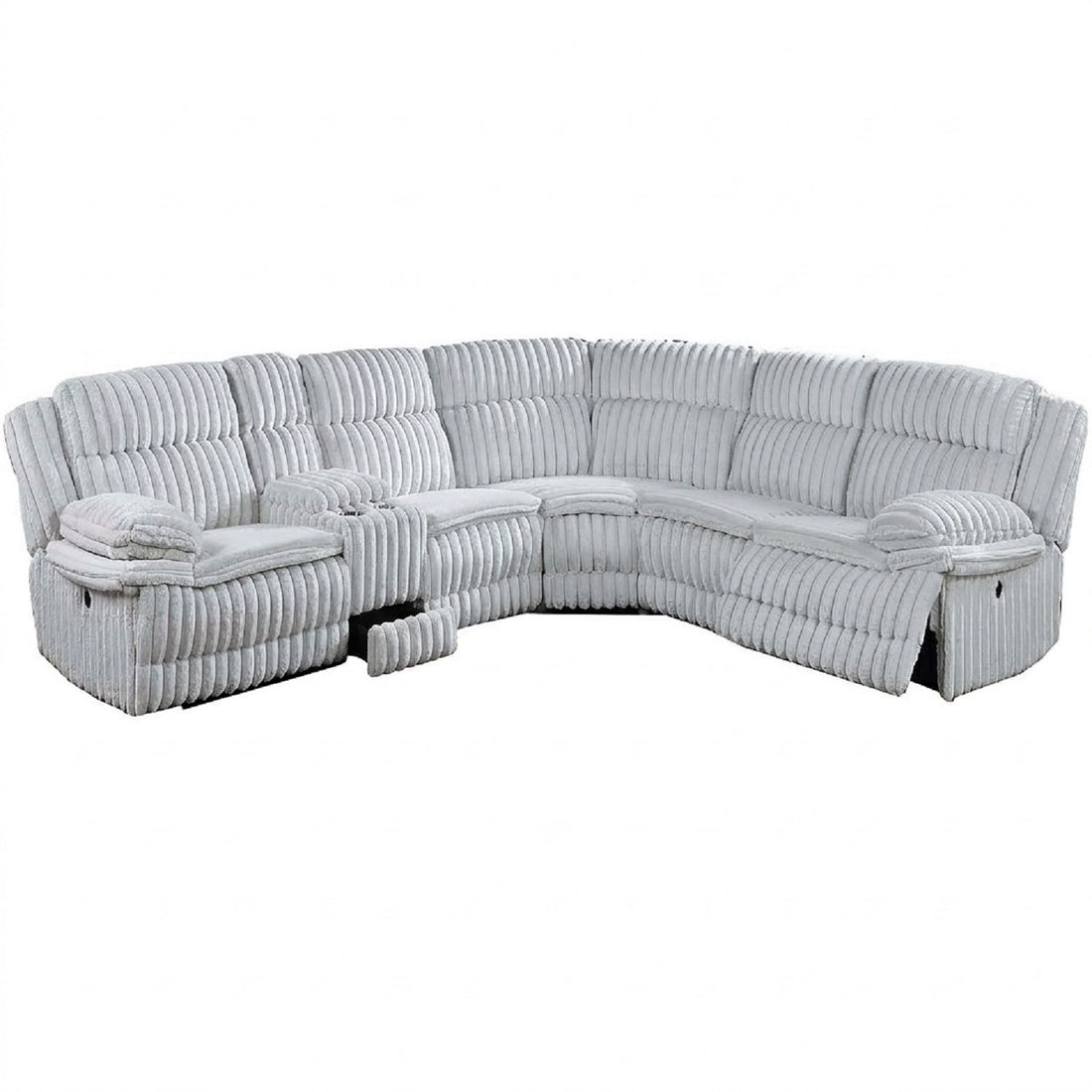 U-Shaped Sectional Sofa With Console Cup Holder, Storage Drawer, Manual Reclining