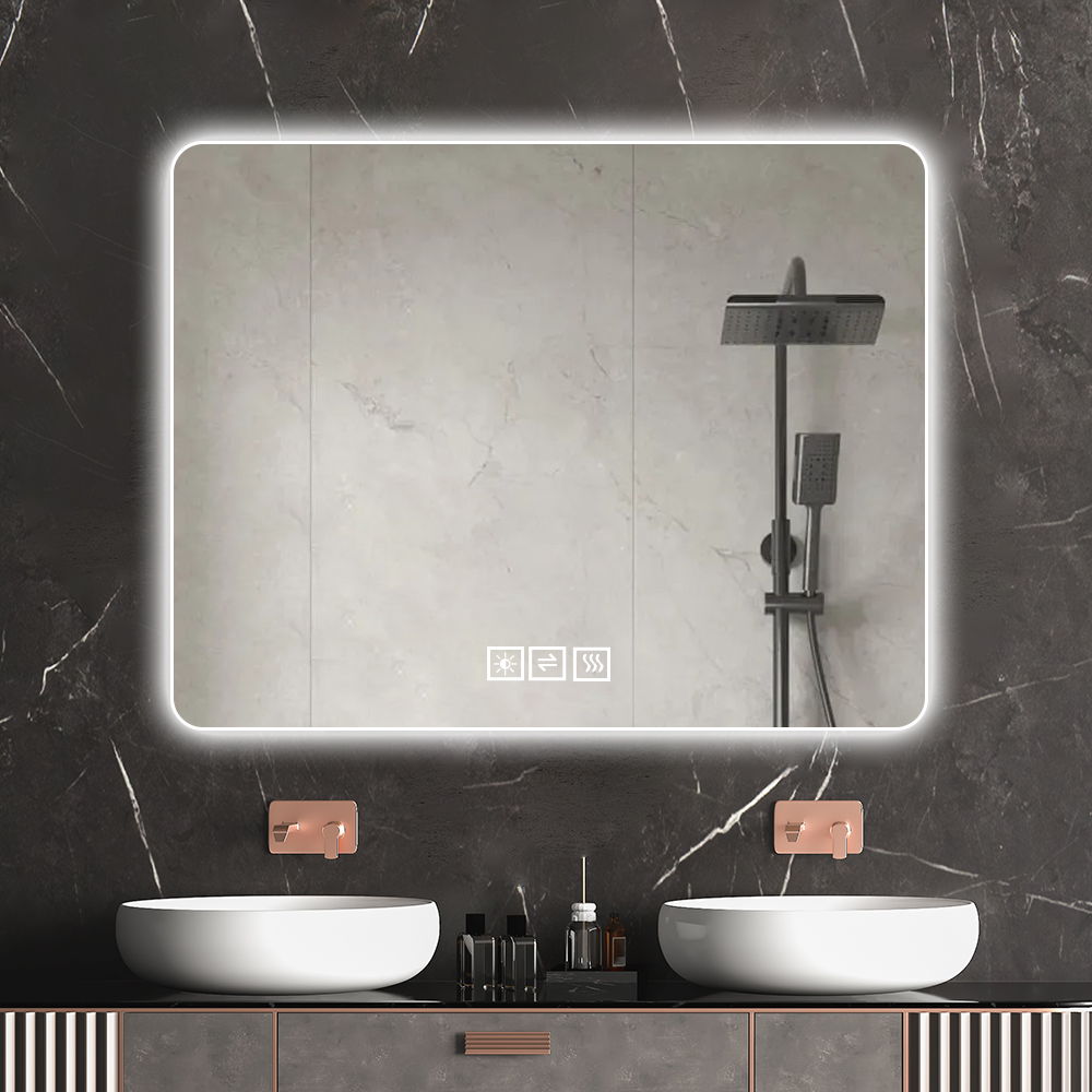 28&quot; Bathroom Mirror With LED Lights Front And Backlit, Anti-Fog Lighted Vanity Mirrors For Wall Mounted And 5 Level Dimmable, Horizontal / Vertical - Clear