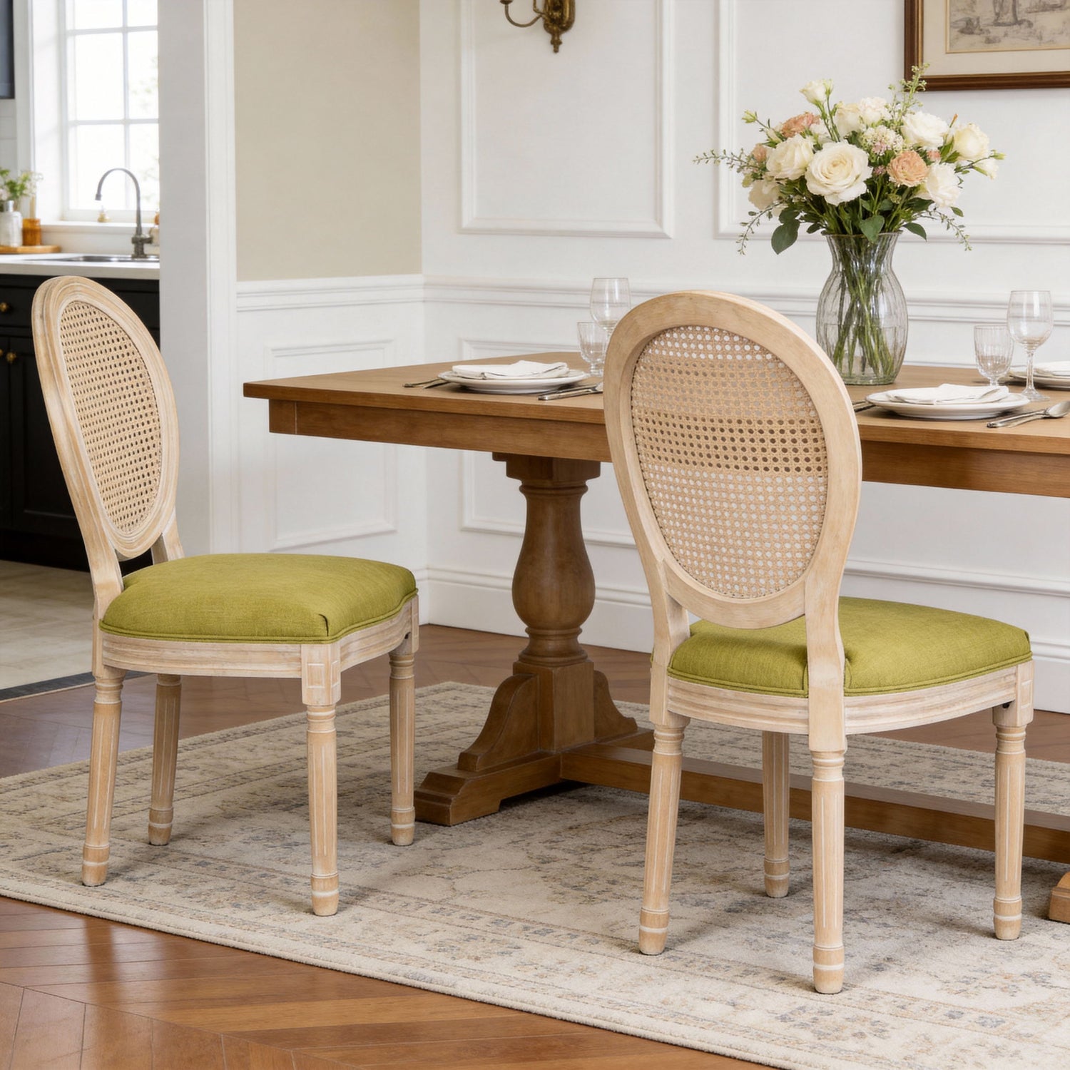 French Country Dining Chairs &amp; Round Back (Set of 2)