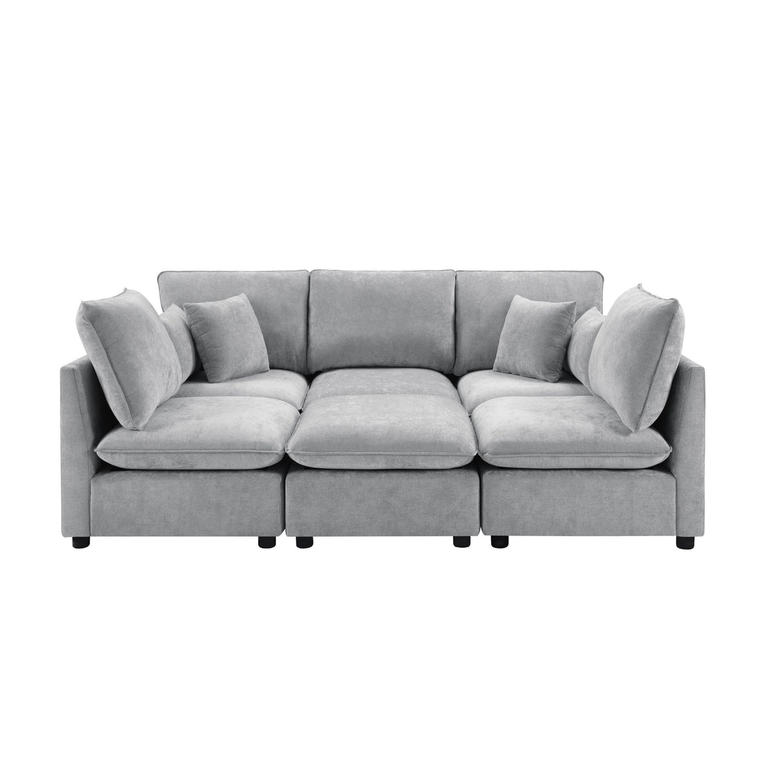 Modern Sectional Sofa U-Shaped With Movable Ottoman Storage Armrests And USB Ports